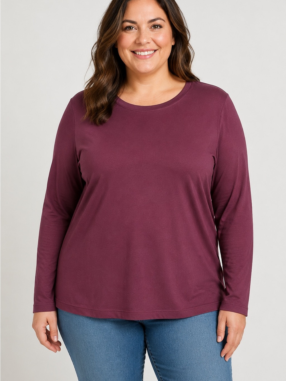 Eddie Bauer Long Sleeve Crewneck Top - Plum XL